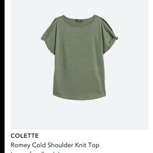NWT Stitch Fix Colette Romey Olive Cold Shoulder Knit Top size M